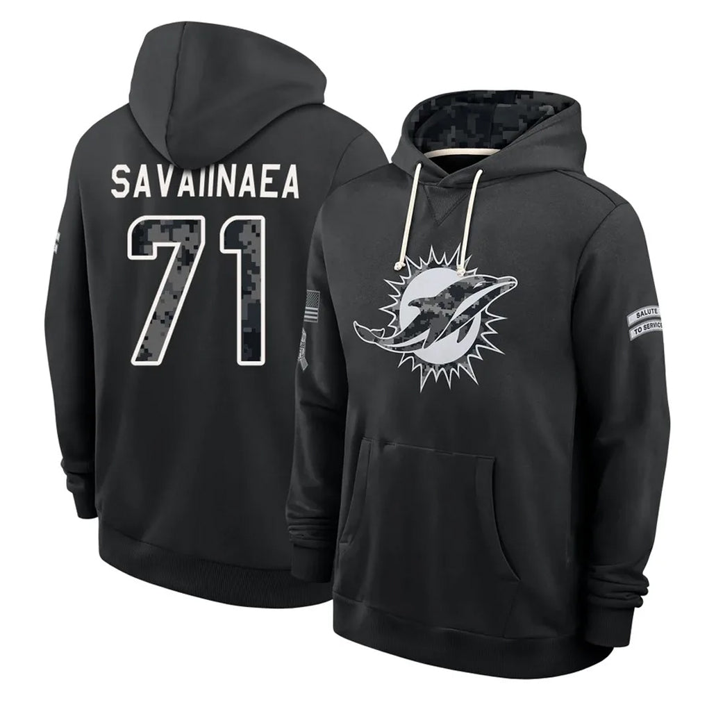 M.Dolphins #72 Jonah Savaiinaea Player 2026 Black Logo Pullover Hoodies Limited Game CBdoa Stitched Jerseys