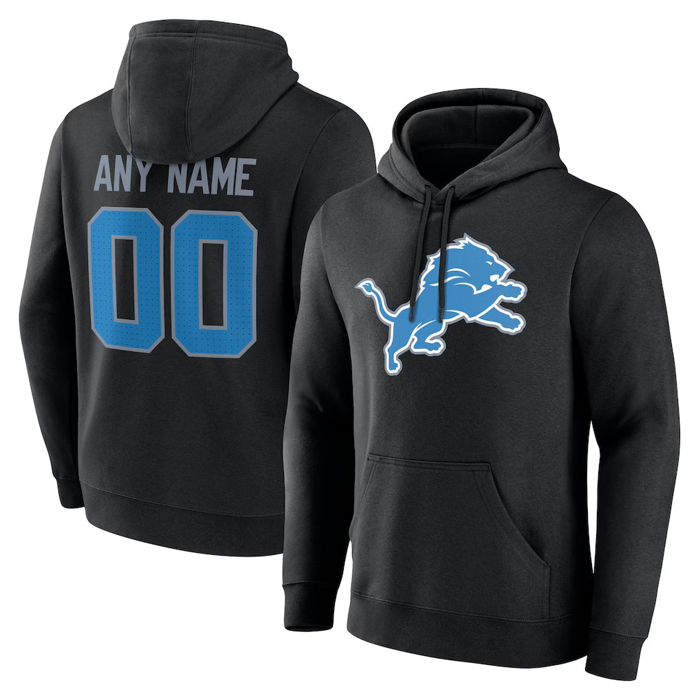 Custom D.Lions Black Pullover Hoodies Limited Any Name & Numbers CBdoa Stitched Jerseys