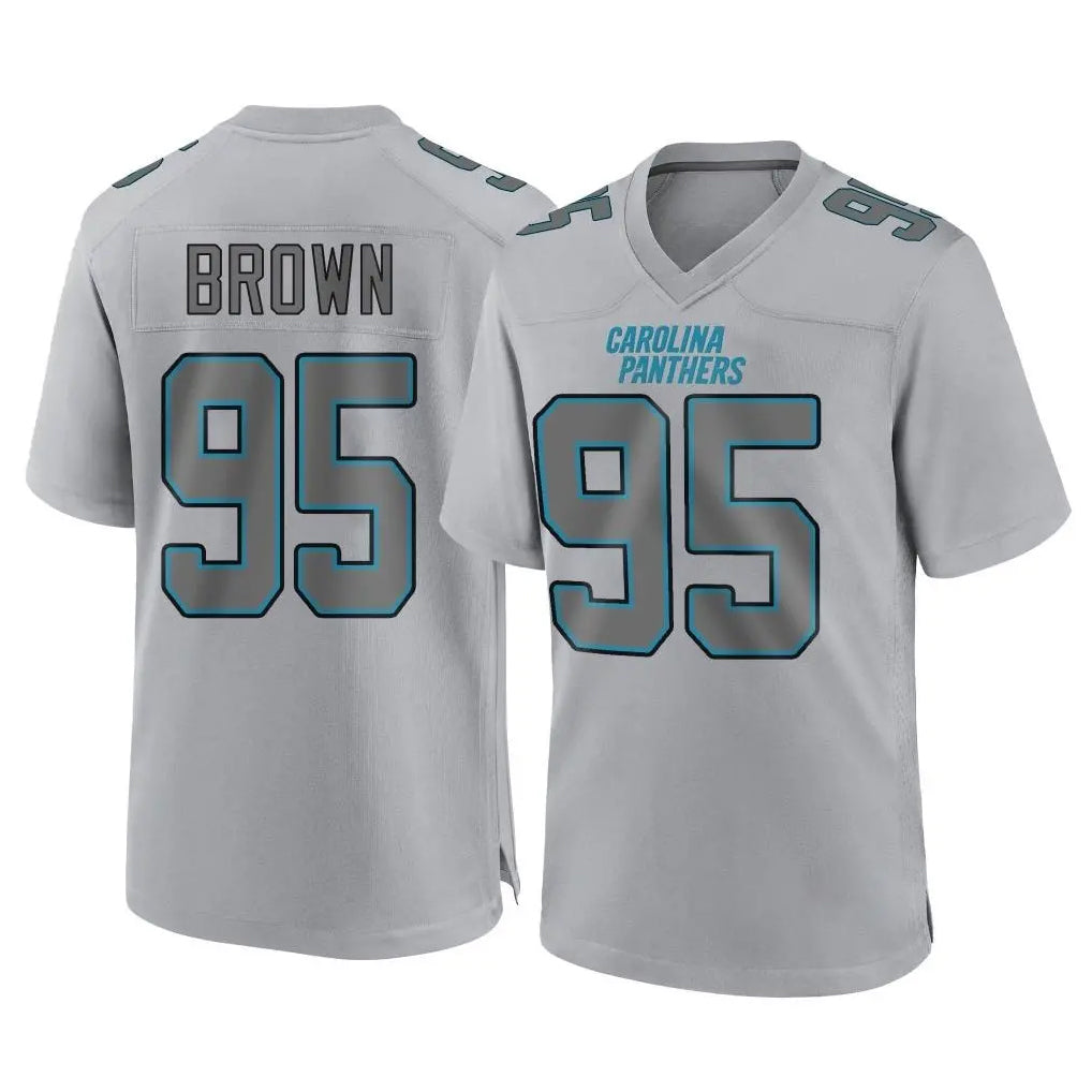 C.Panthers #95 Derrick Brown Player Gray Atmosphere Fashion Game CBdoa Stitched Jerseys