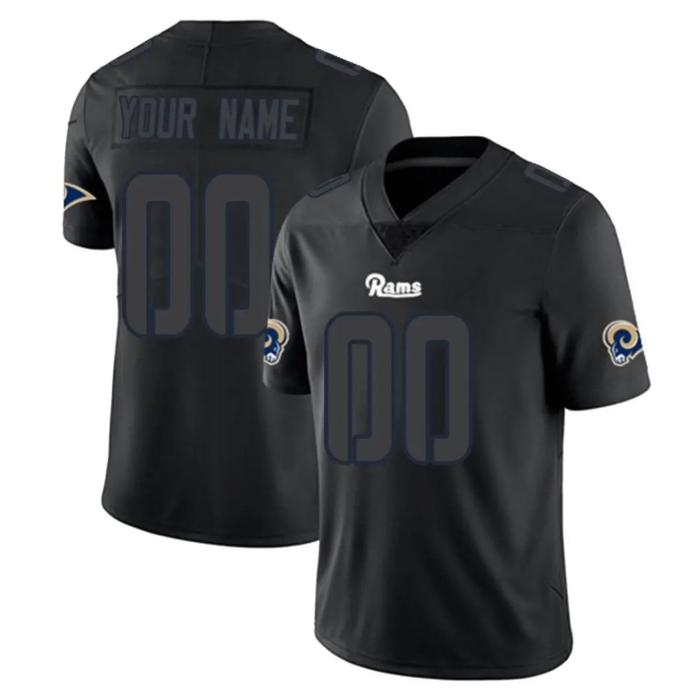 Custom LA.Rams Black Impact Limited Home Game Any Name & Numbers CBdoa Stitched Jerseys