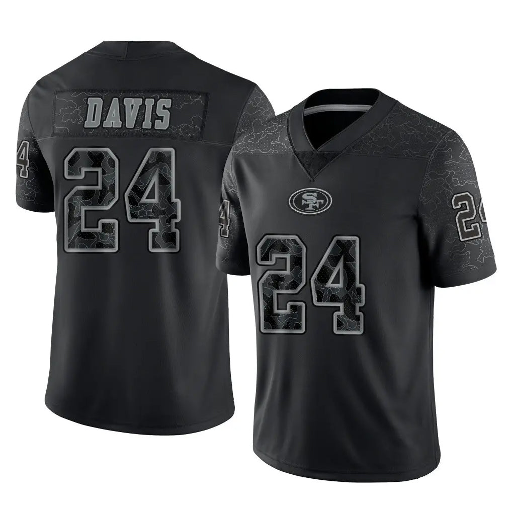 SF.49ers #24 Ashtyn Davis Player Black Limited Reflective Home Game CBdoa Stitched Jerseys