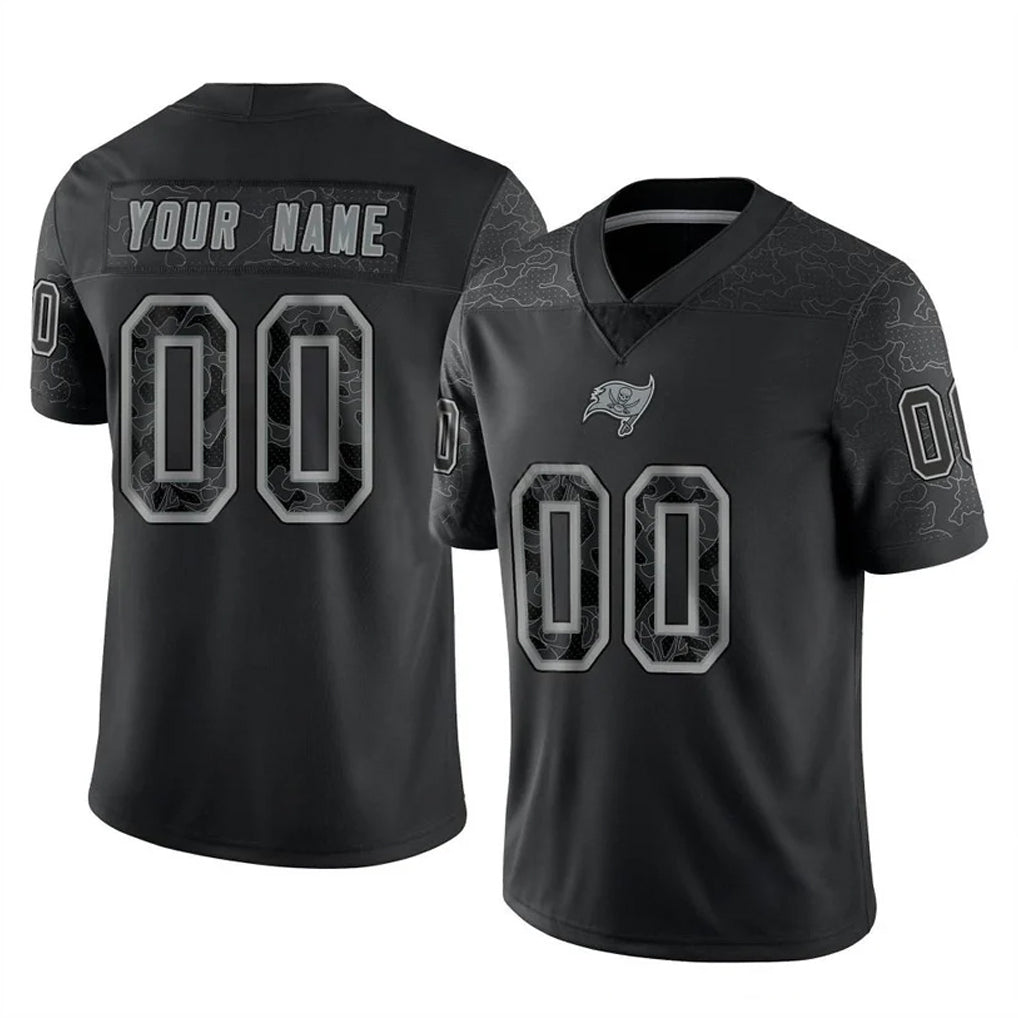 Custom TB.Buccaneers Black Reflective Limited Home Game Any Name & Numbers CBdoa Stitched Jerseys