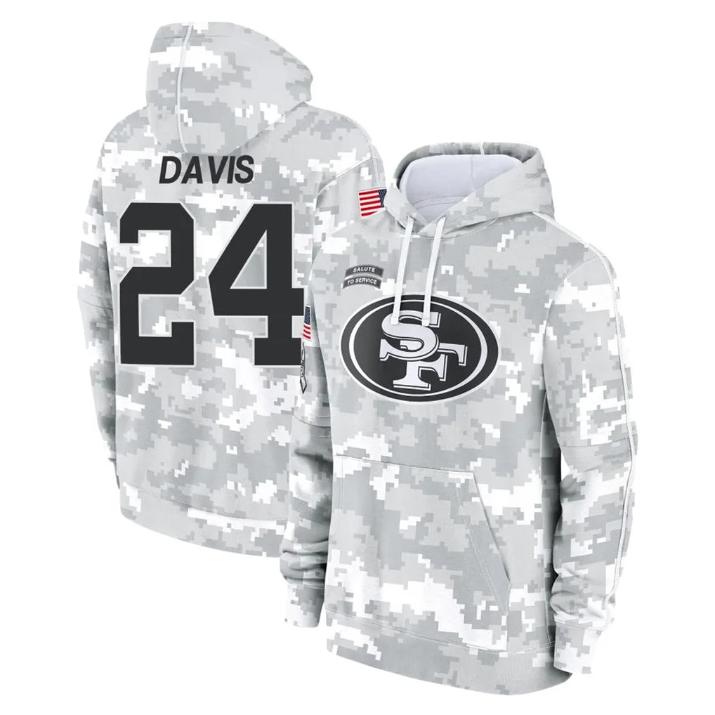 SF.49ers #24 Ashtyn Davis Player Arctic Camo Limited Salute to Service Pullover Hoodies Game CBdoa Stitched Jerseys