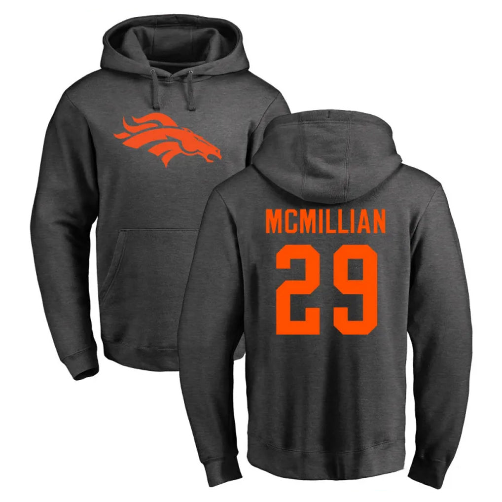 D.Broncos #29 Ja'Quan McMillian Player Ash One Color Pullover Hoodie Limited CBdoa Stitched Jerseys