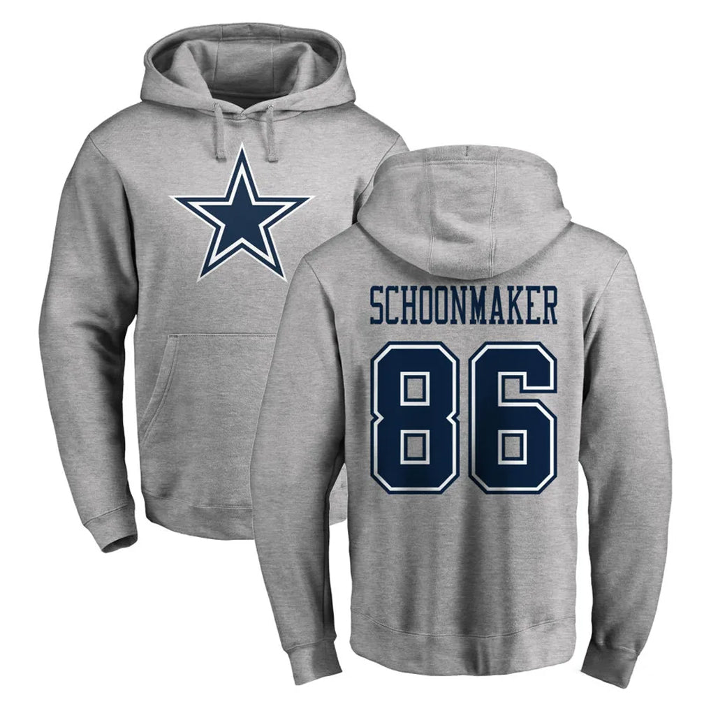 D.Cowboys #86 Luke Schoonmaker Player Gray LOGO Pullover Hoodie Limited CBdoa Stitched Jerseys