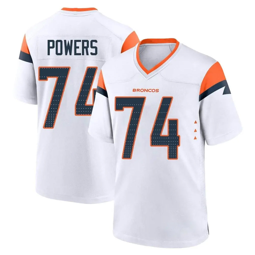 D.Broncos #74 Ben Powers Player White Home Game CBdoa Stitched Jerseys