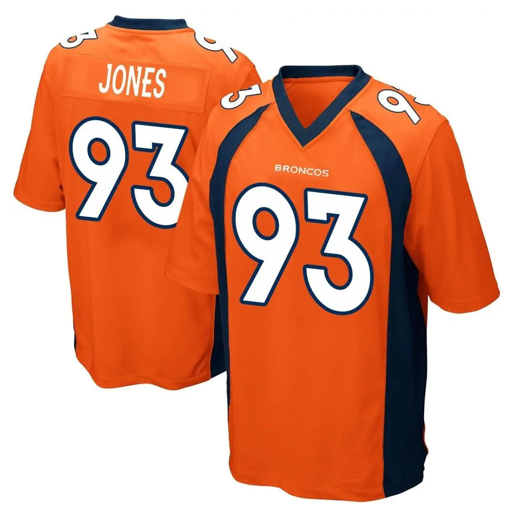 D.Broncos #93 D.J. Jones Player Orange Color Home Game CBdoa Stitched Jerseys