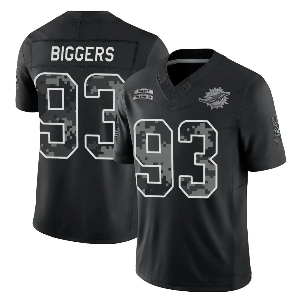 M.Dolphins #93 Zeek Biggers Player Black Limited 2026 Salute to Service Home Game CBdoa Stitched Jerseys