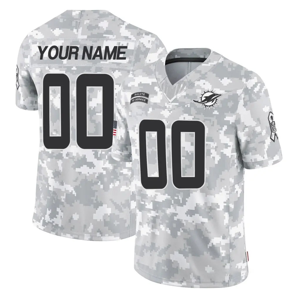 Custom M.Dolphins Arctic Camo Salute To Service Limited Game Any Name & Numbers CBdoa Stitched Jerseys