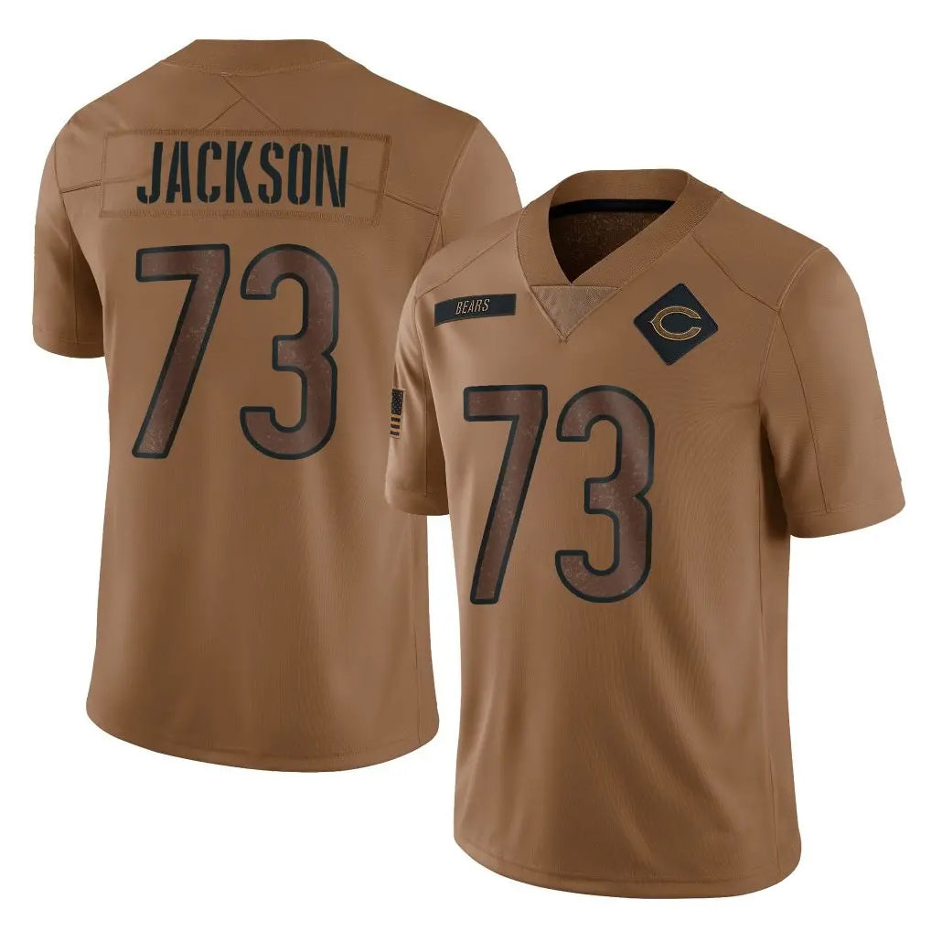 C.Bears #73 Jonah Jackson Player Brown Salute to Service Limited CBdoa Stitched Jerseys