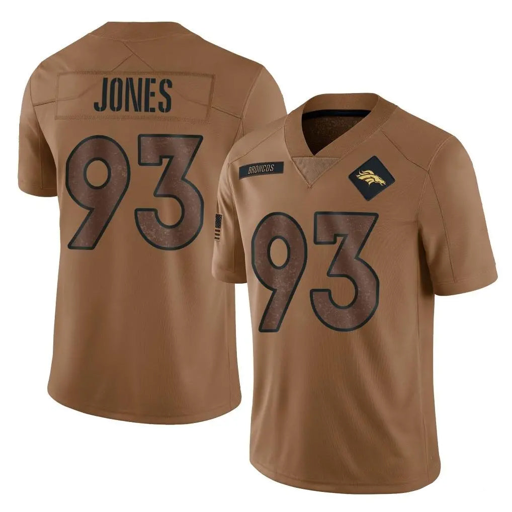 D.Broncos #93 D.J. Jones Player Brown Salute To Service Limited CBdoa Stitched Jerseys