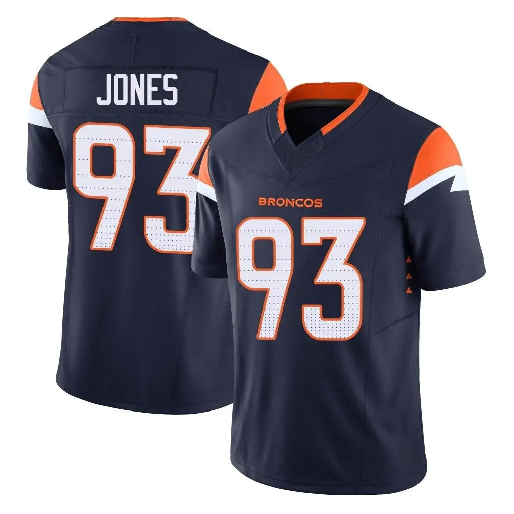 D.Broncos #93 D.J. Jones Player Navy Limited Vapor F.U.S.E. Home Game CBdoa Stitched Jerseys