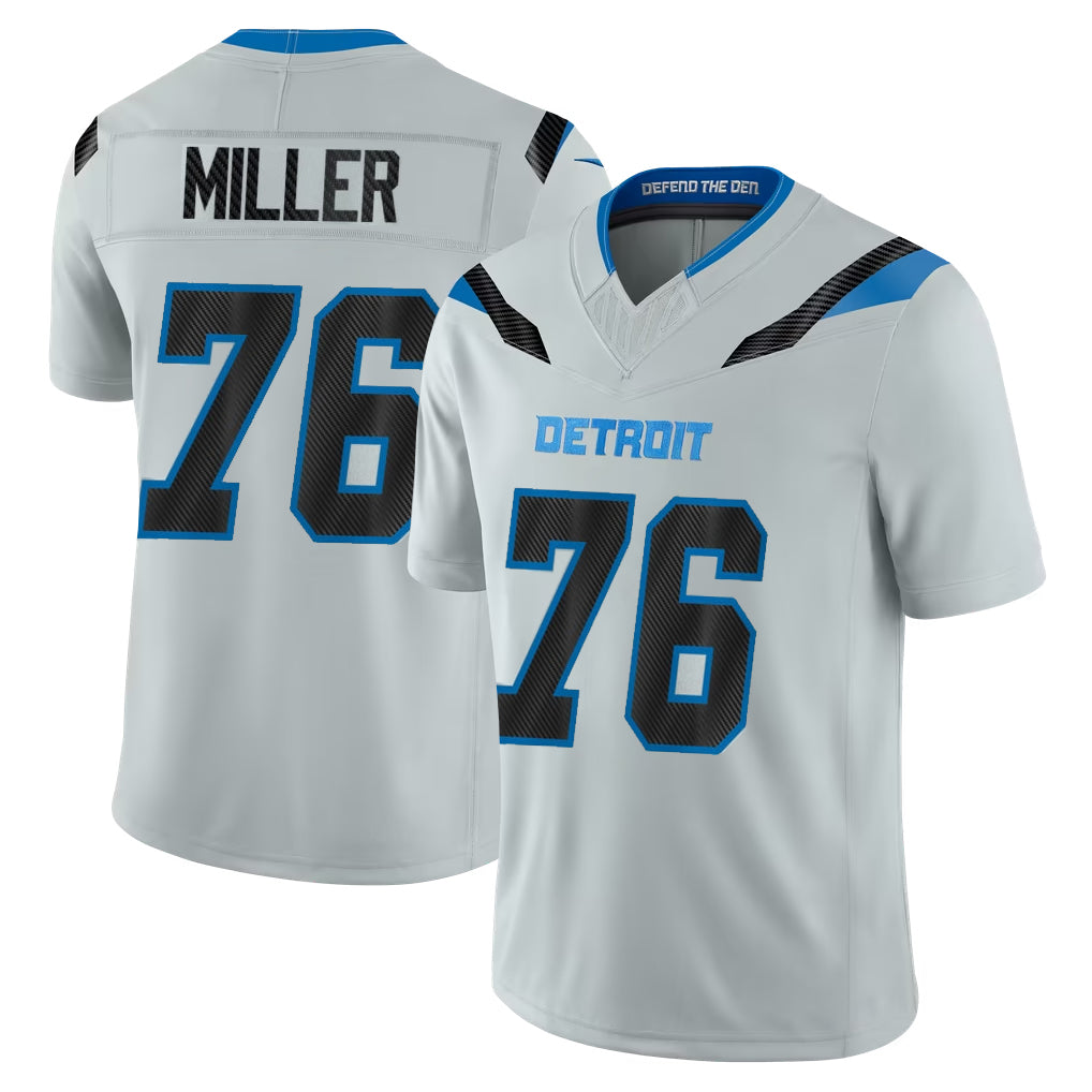 D.Lions #76 Blake Miller Player Silver Limited 2026 Rivalries Collection Home Game CBdoa Stitched Jerseys