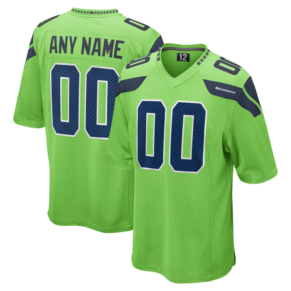 Custom S.Seahawks Green Home Game Any Name & Numbers CBdoa Stitched Jerseys