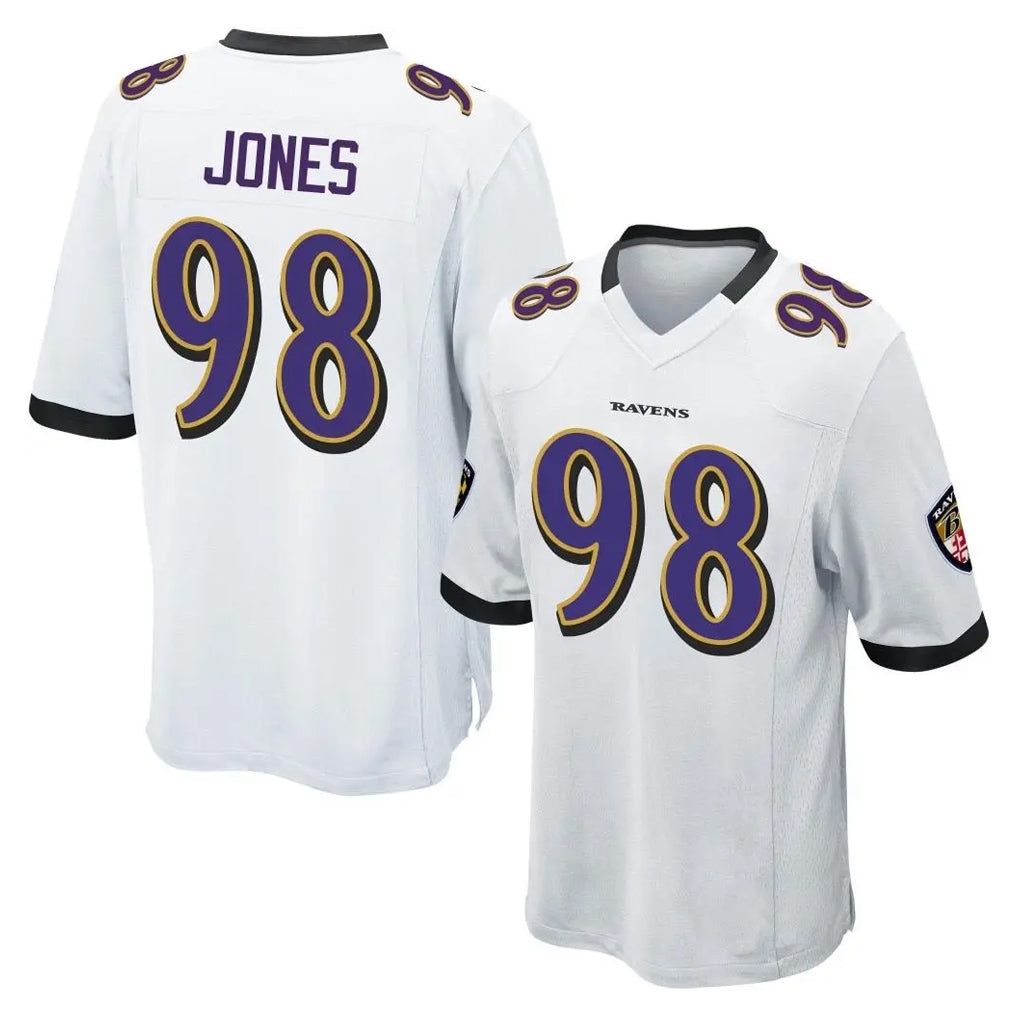 B.Ravens #98 Travis Jones Player White Home Game CBdoa Stitched Jerseys