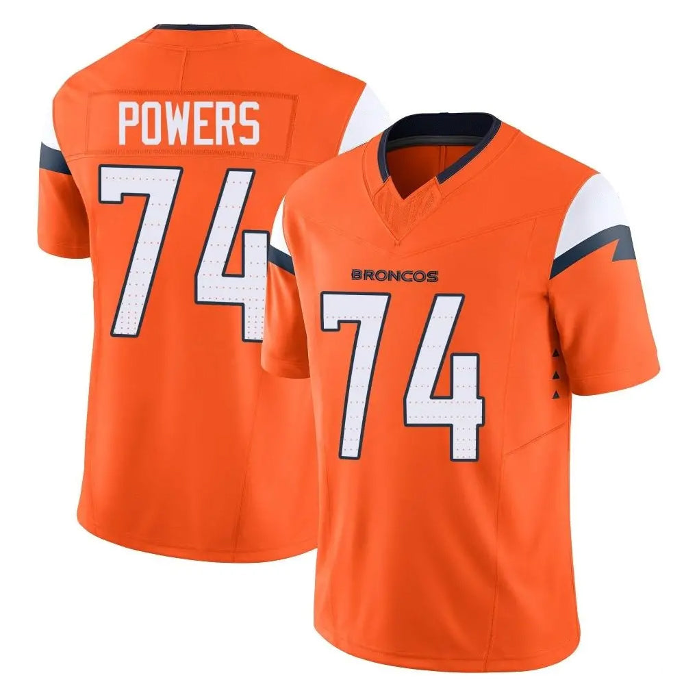 D.Broncos #74 Ben Powers Player Orange Vapor F.U.S.E. Limited Home Game CBdoa Stitched Jerseys