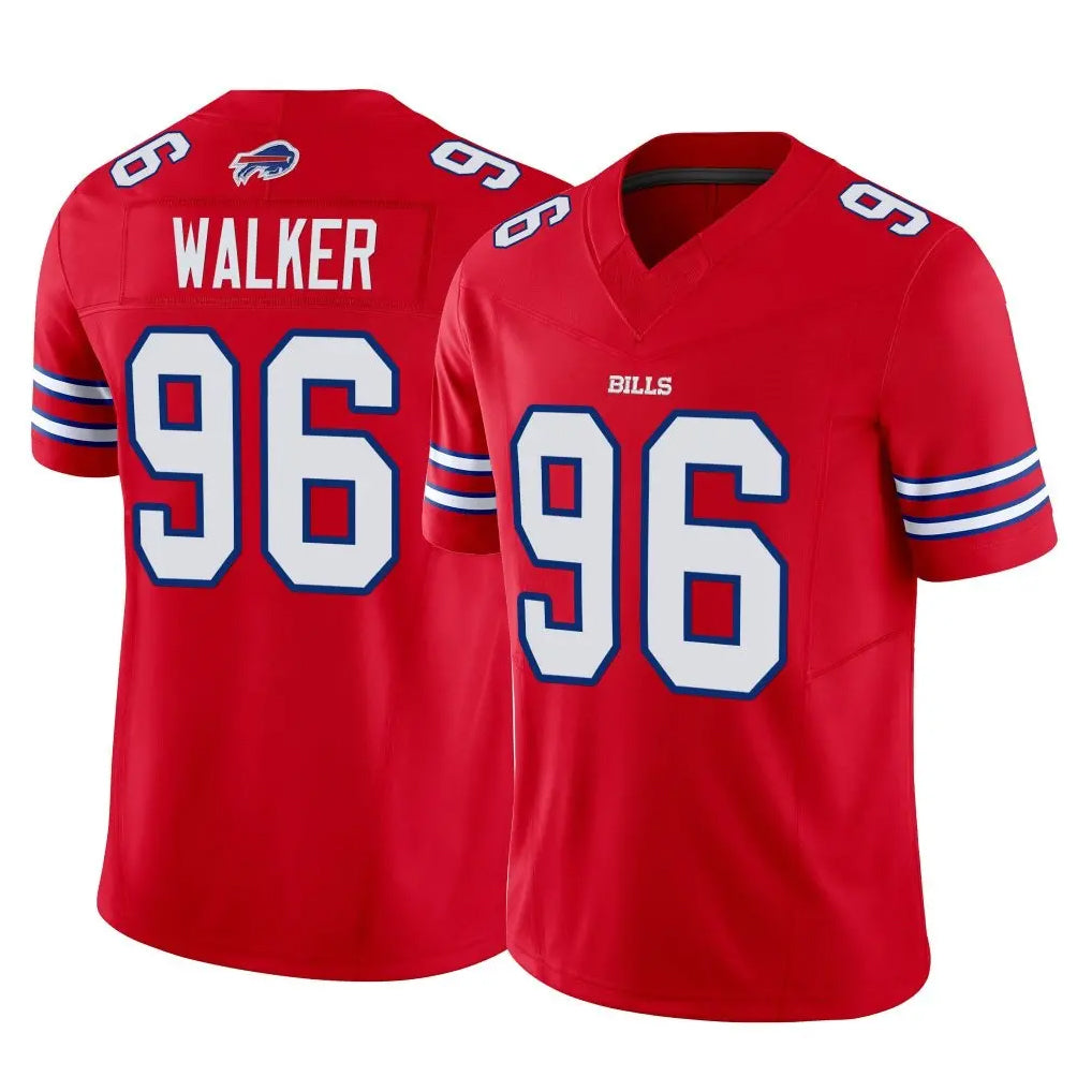 B.Bills #96 Deone Walker Player Red Vapor F.U.S.E. Jersey Limited Home Game CBdoa Stitched Jerseys