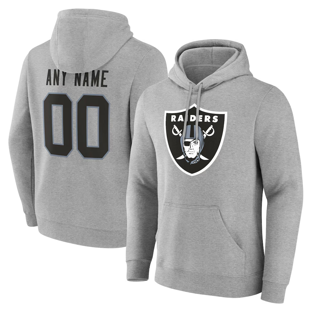 Custom LV.Raiders Gray LOGO Pullover Hoodies Home Game Any Name & Numbers CBdoa Stitched Jerseys