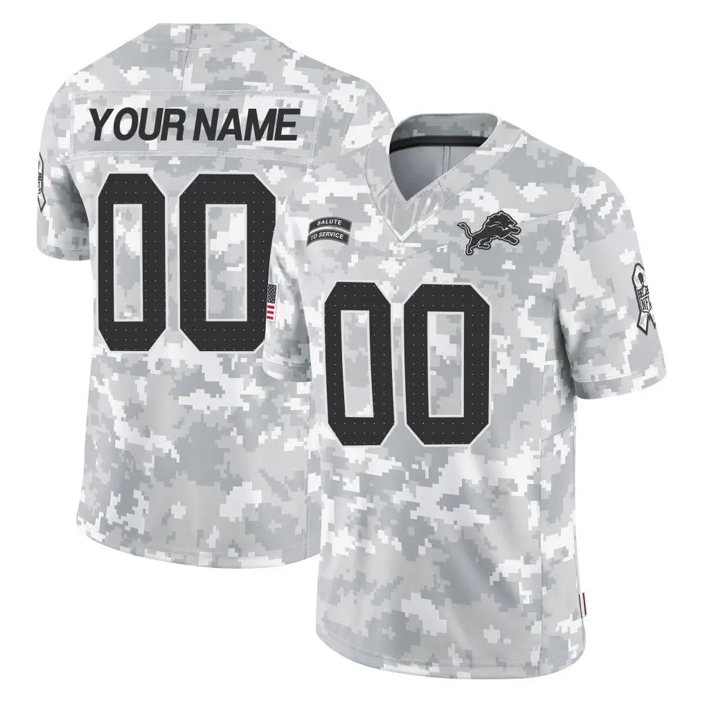 Custom D.Lions Arctic Camo Salute To Service Limited Any Name & Numbers CBdoa Stitched Jerseys
