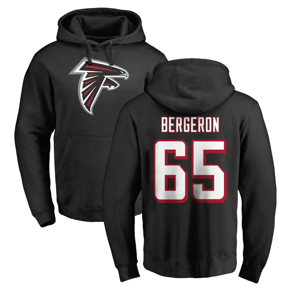 A.Falcons #65 Matthew Bergeron Player Black LOGO Pullover Hoodies Home Game CBdoa Stitched Jerseys