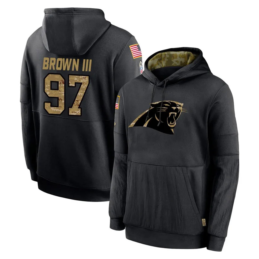 C.Panthers #97 Bobby Brown III Player Black Salute to Service Pullover Hoodies Limited Game CBdoa Stitched Jerseys