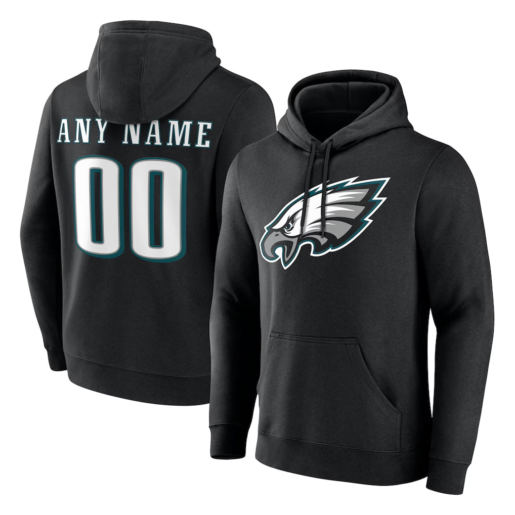 Custom P.Eagles Black LOGO Pullover Hoodies Home Game Any Name & Numbers CBdoa Stitched Jerseys