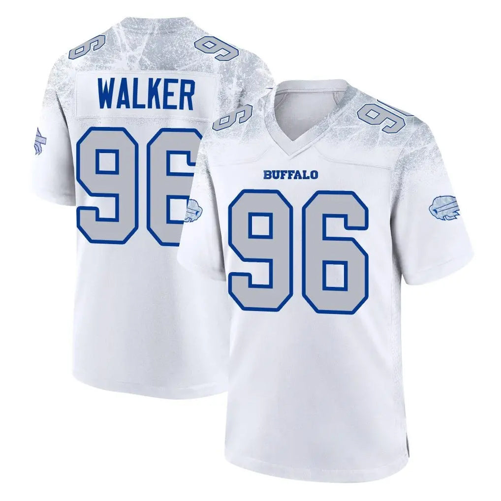 B.Bills #96 Deone Walker Player White Rivalries Collection Game CBdoa Stitched Jerseys