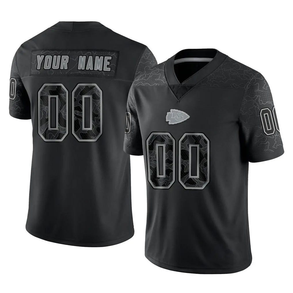 Custom KC.Chiefs Black Limited Reflective Game Any Name & Numbers CBdoa Stitched Jerseys