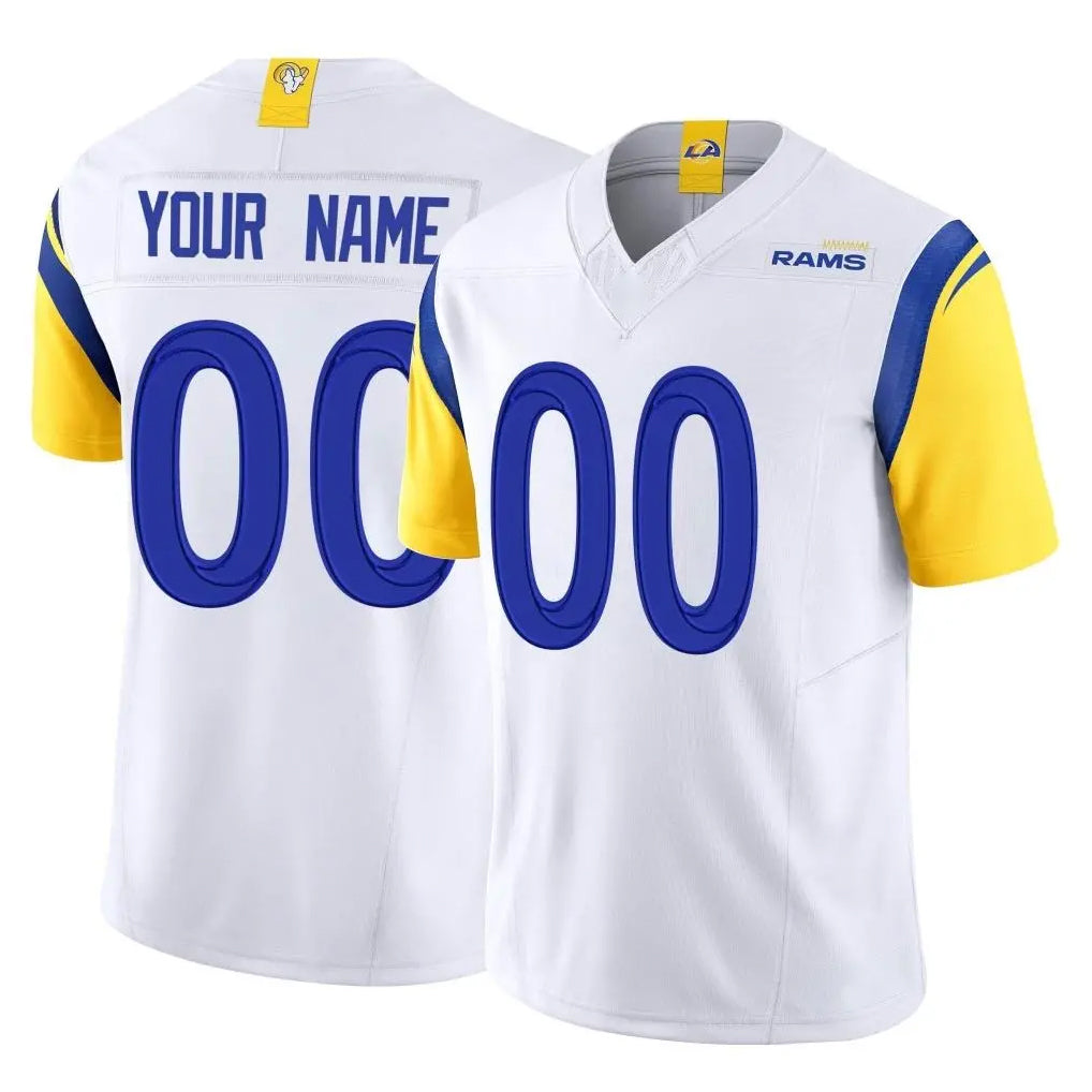 Custom LA.Rams White Limited Vapor F.U.S.E. Home Game Any Name & Numbers CBdoa Stitched Jerseys