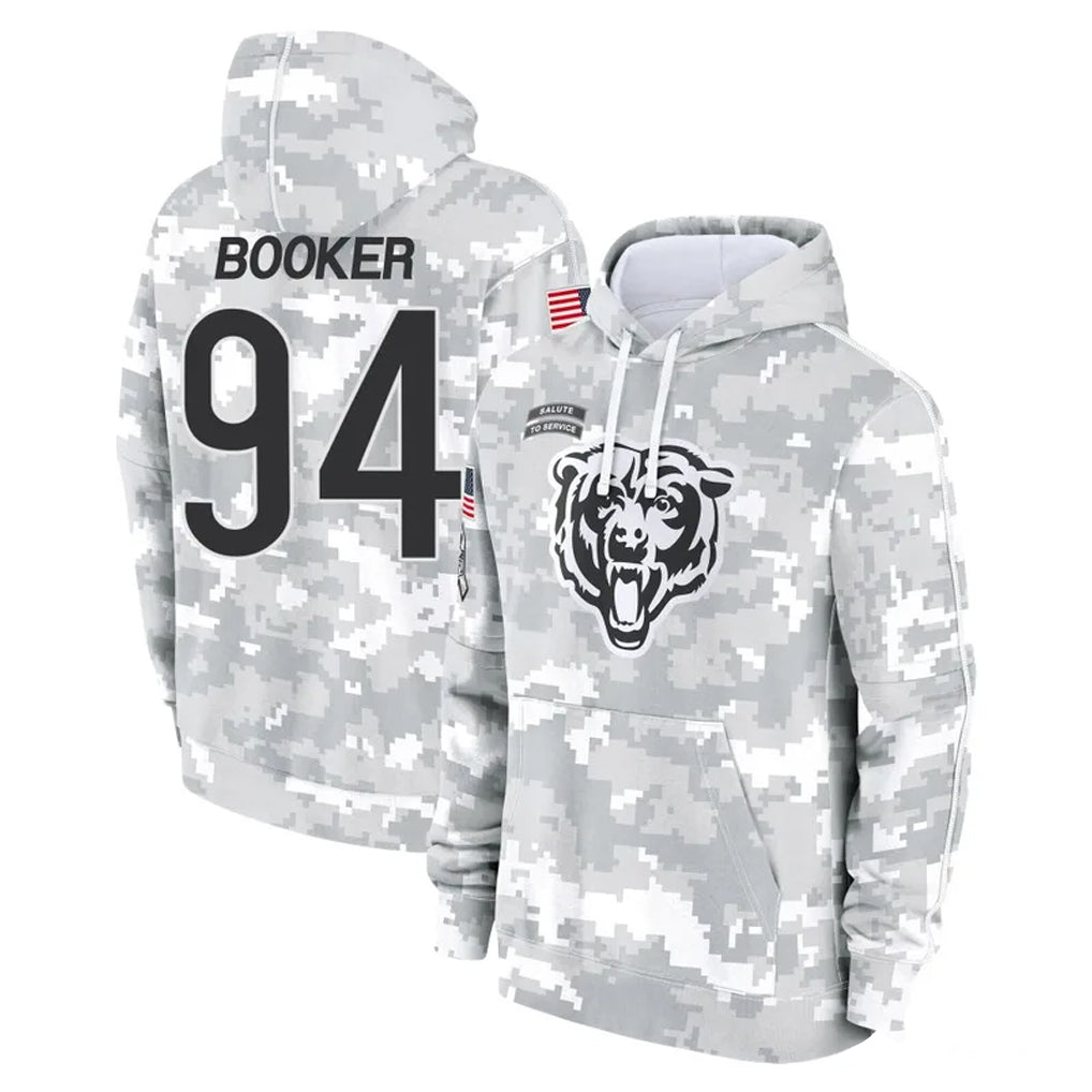 C.Bears #94 Austin Booker Player Arctic Camo Salute to Service Pullover Hoodies Limited CBdoa Stitched Jerseys