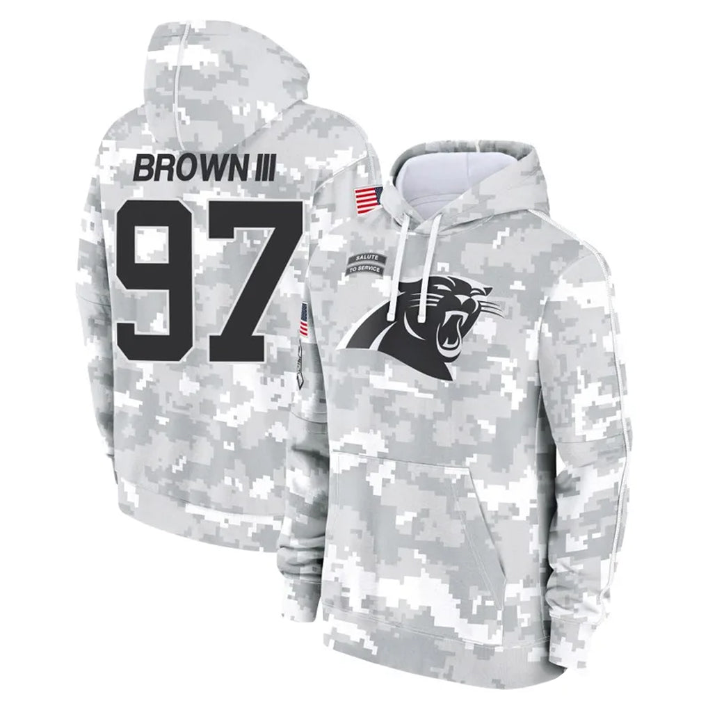 C.Panthers #97 Bobby Brown III Player Arctic Camo Salute to Service Pullover Hoodies Limited Game CBdoa Stitched Jerseys