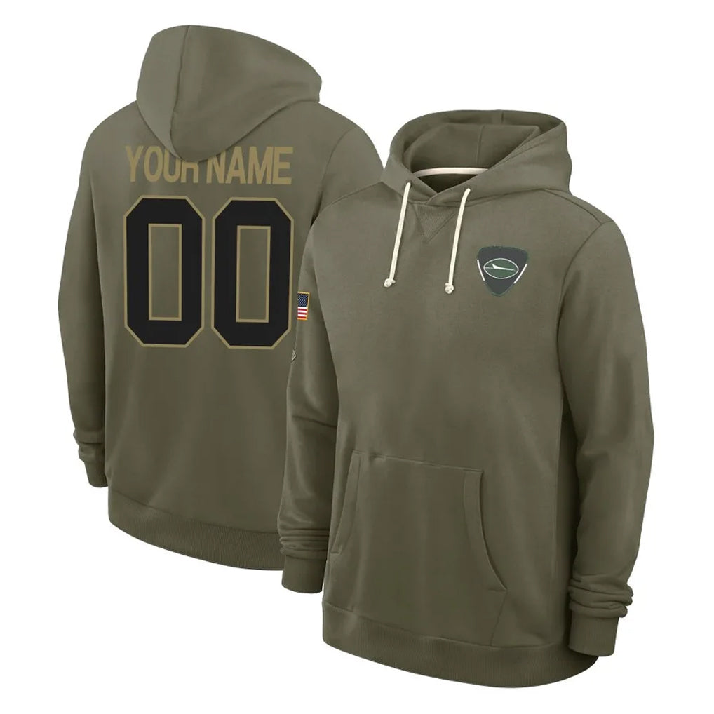 Custom NY.Jets Olive Salute to Service Pullover Hoodies Limited Any Name & Numbers CBdoa Stitched Jerseys