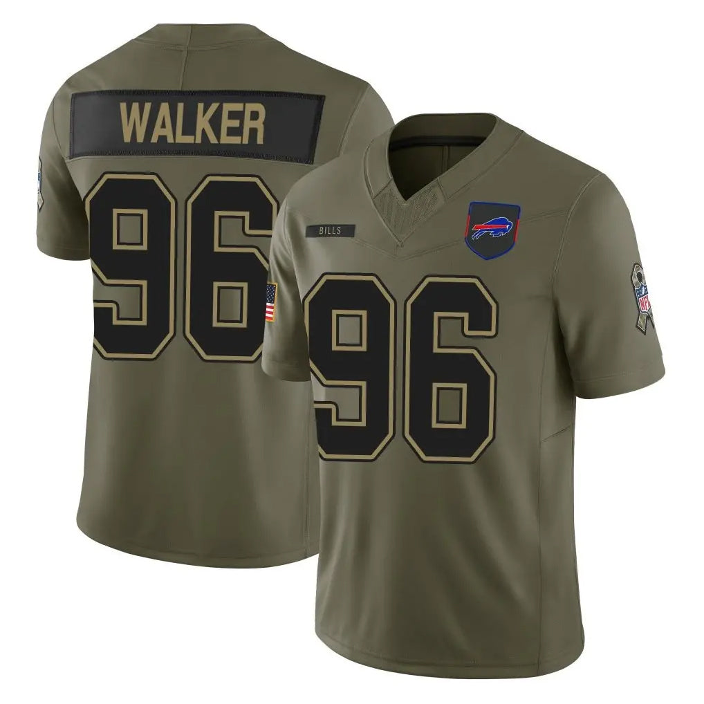 B.Bills #96 Deone Walker Player Olive Salute To Service Limited Game CBdoa Stitched Jerseys