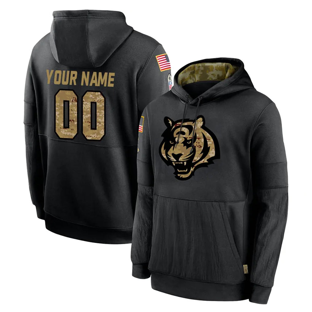 Custom C.Bengals Black Salute to Service Pullover Hoodies Any Name & Numbers CBdoa Stitched Jerseys
