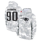 NE.Patriots #90 Christian Barmore Player Arctic Camo Salute to Service Pullover Hoodies Limited Game CBdoa Stitched Jerseys