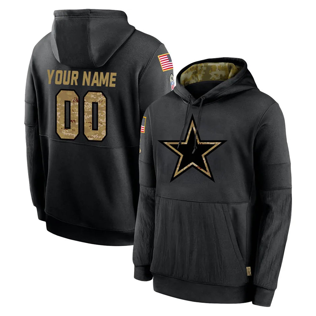 Custom D.Cowboys Black Salute to Service Pullover Hoodies Limited Any Name & Numbers CBdoa Stitched Jerseys