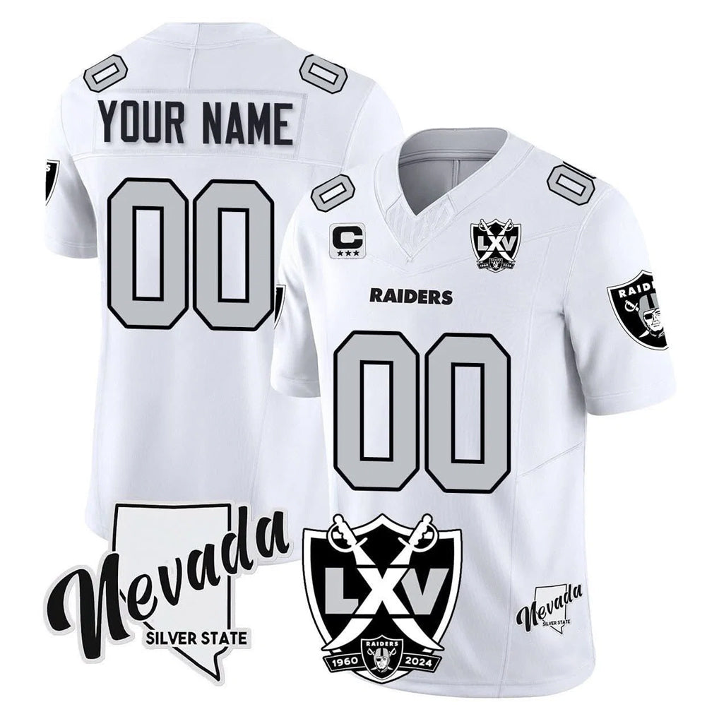 Custom LV.Raiders White 2026 Vapor Limited 65th Anniversary Home Game Any Name & Numbers CBdoa Stitched Jerseys