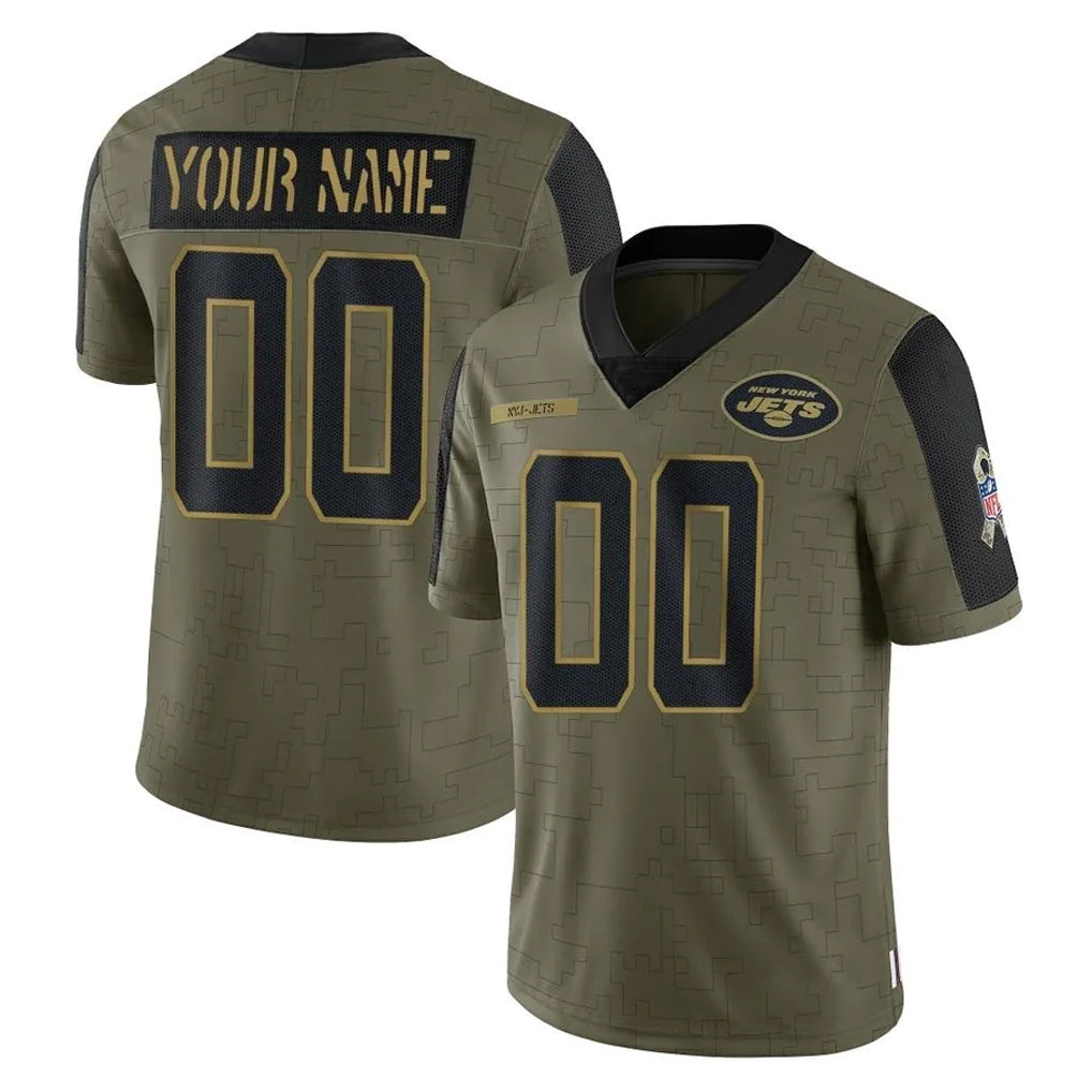 Custom NY.Jets Olive Salute To Service Limited Game Any Name & Numbers CBdoa Stitched Jerseys