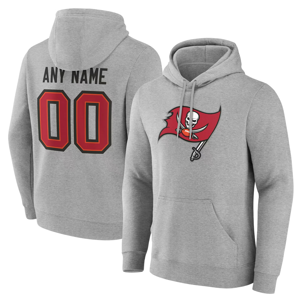 Custom TB.Buccaneers Gray Pullover Hoodie Home Game Any Name & Numbers CBdoa Stitched Jerseys
