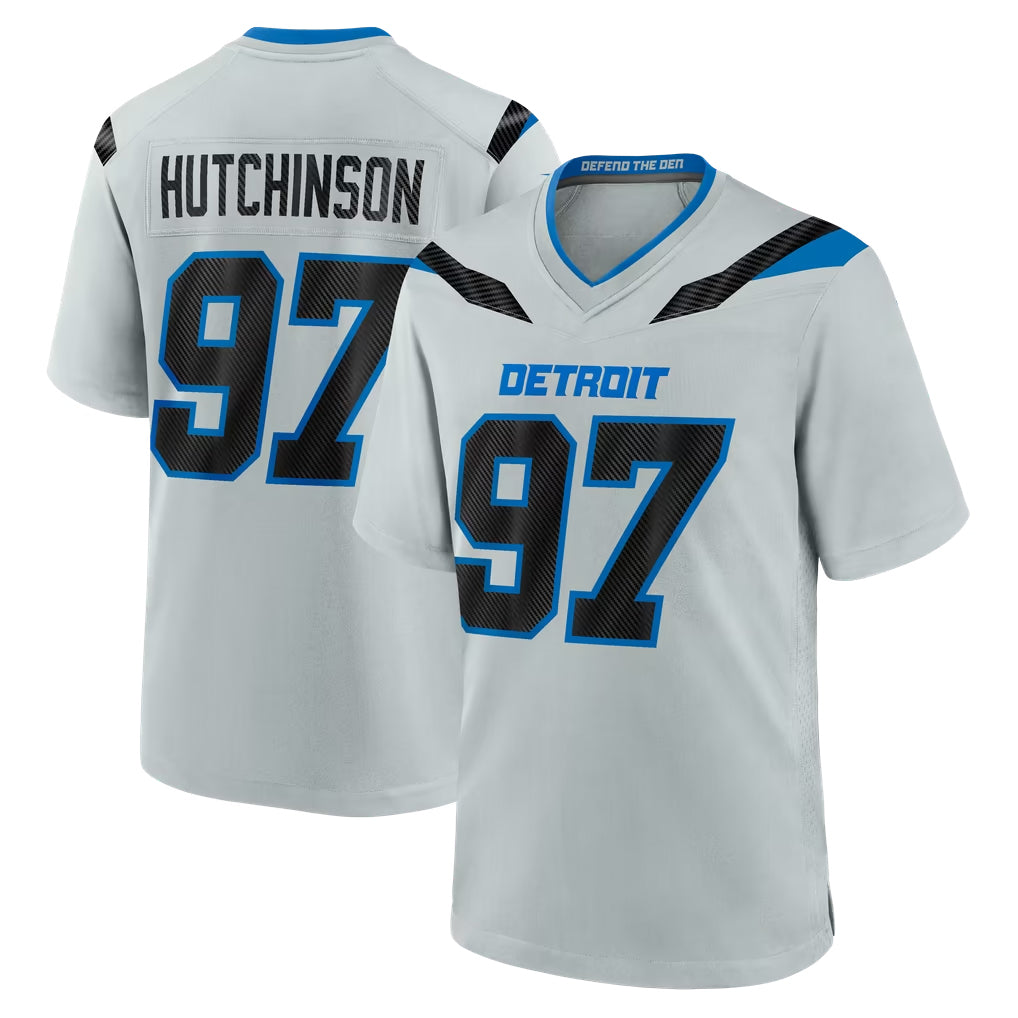 D.Lions #97 Aidan Hutchinson Player Silver 2026 Rivalries Collection Home Game CBdoa Stitched Jerseys