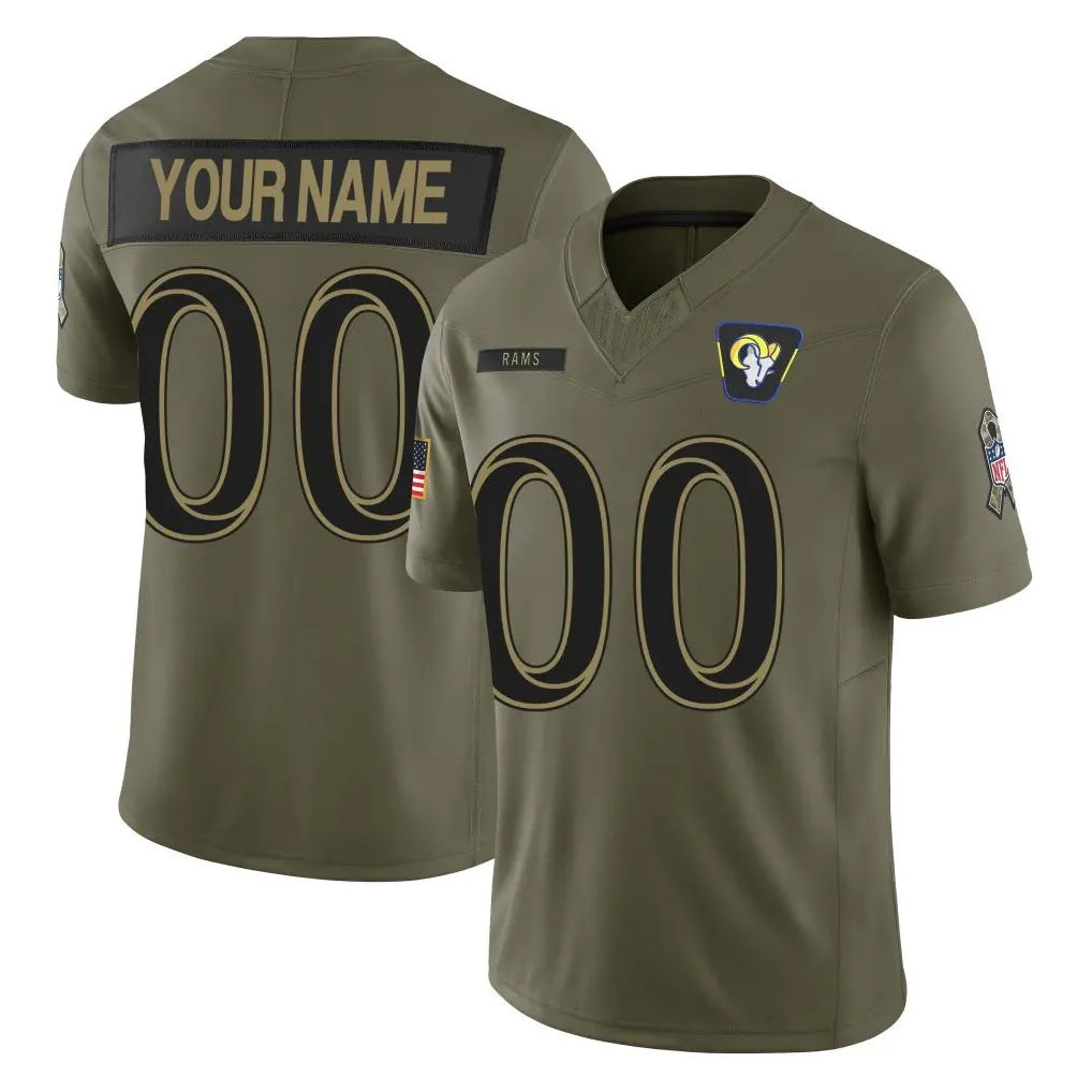 Custom LA.Rams Olive 2025 Salute To Service Limited Game Any Name & Numbers CBdoa Stitched Jerseys