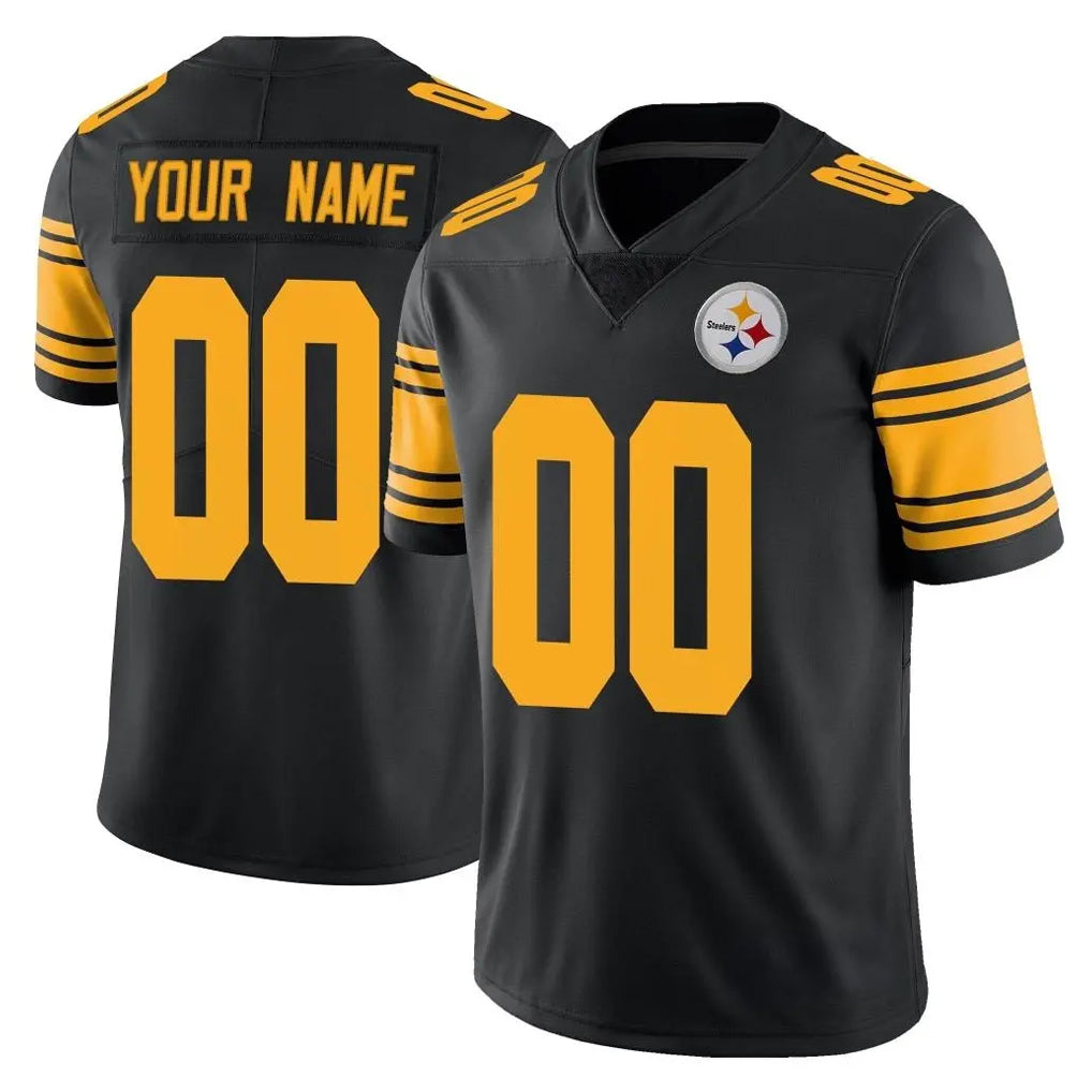 Custom P.Steelers Black Limited Color Rush Home Game Any Name & Numbers CBdoa Stitched Jerseys