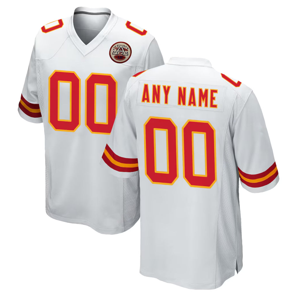 Custom KC.Chiefs White Home Game Any Name & Numbers CBdoa Stitched Jerseys