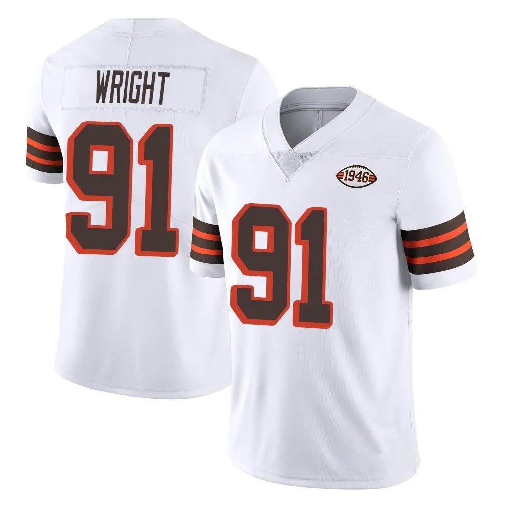 C.Browns #91 Alex Wright Player White Limited  Vapor 1946 Collection Alternate Game CBdoa Stitched Jerseys