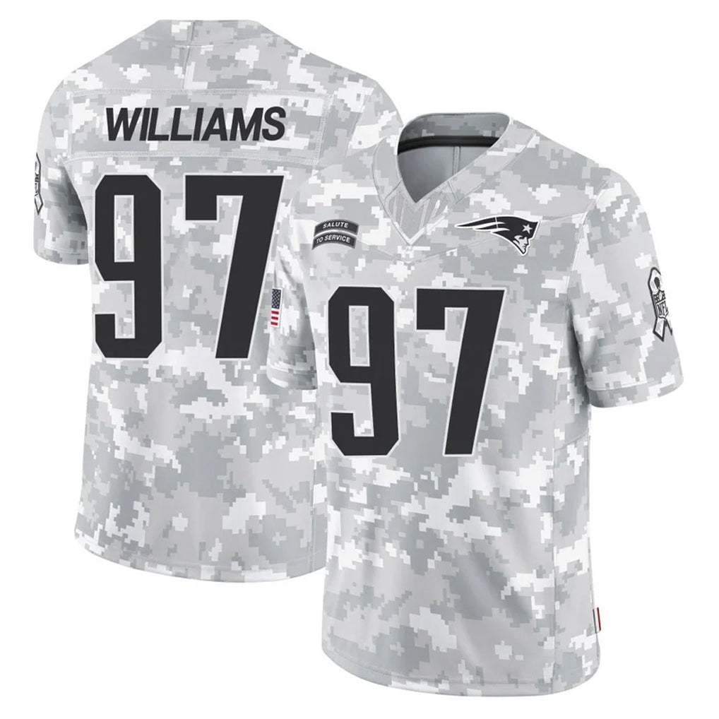 NE.Patriots #97 Milton Williams Player Arctic Camo Salute To Service Limited Game CBdoa Stitched Jerseys