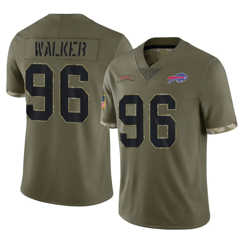 B.Bills #96 Deone Walker Player Olive Salute To Service CBdoa Stitched Jerseys