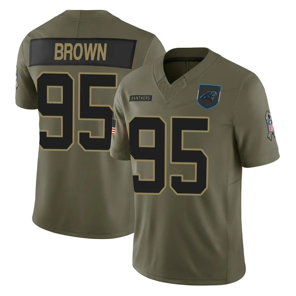 C.Panthers #95 Derrick Brown Player Olive 2025 Salute to Service Limited Game CBdoa Stitched Jerseys
