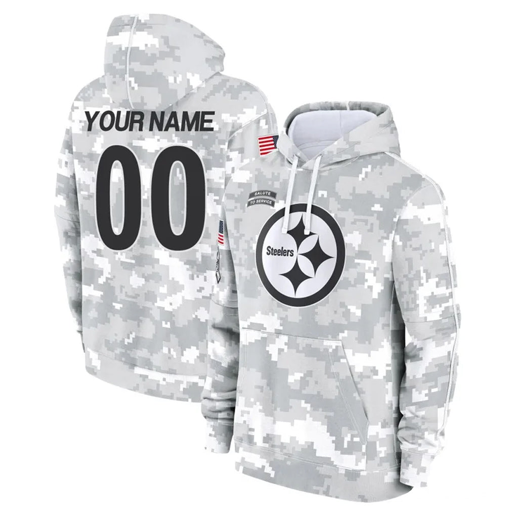 Custom P.Steelers Arctic Camo Limited Salute to Service Pullover Hoodies Game Any Name & Numbers CBdoa Stitched Jerseys