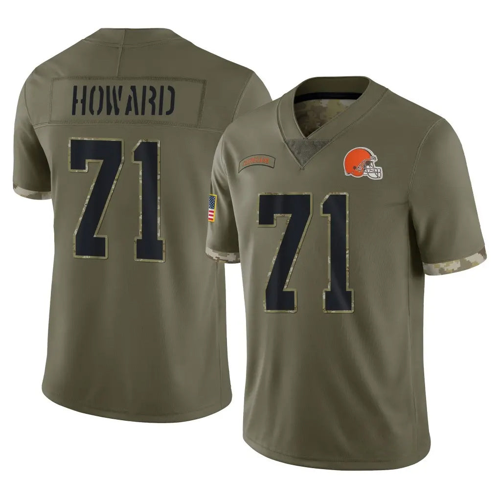 C.Browns #71 Tytus Howard Player Olive Salute to Service Limited Game CBdoa Stitched Jerseys