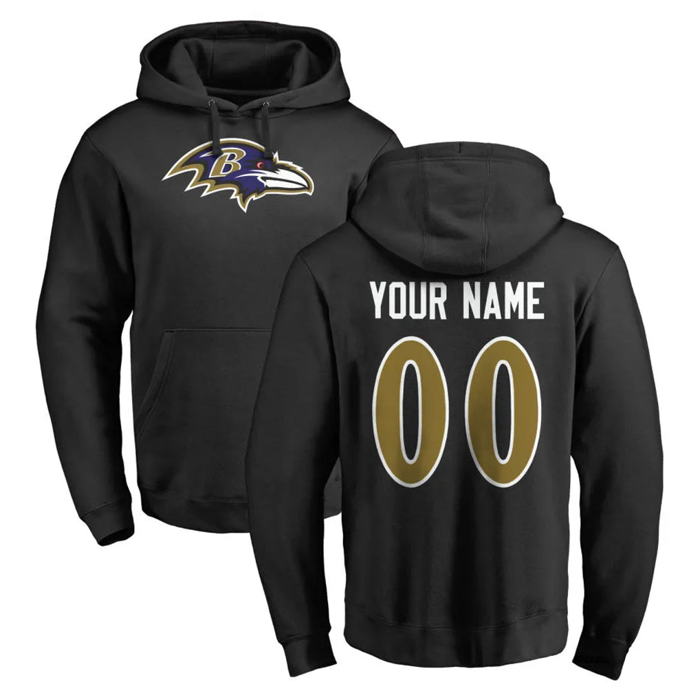 Custom B.Ravens Black Pullover Hoodie Any Name & Numbers CBdoa Stitched Jerseys